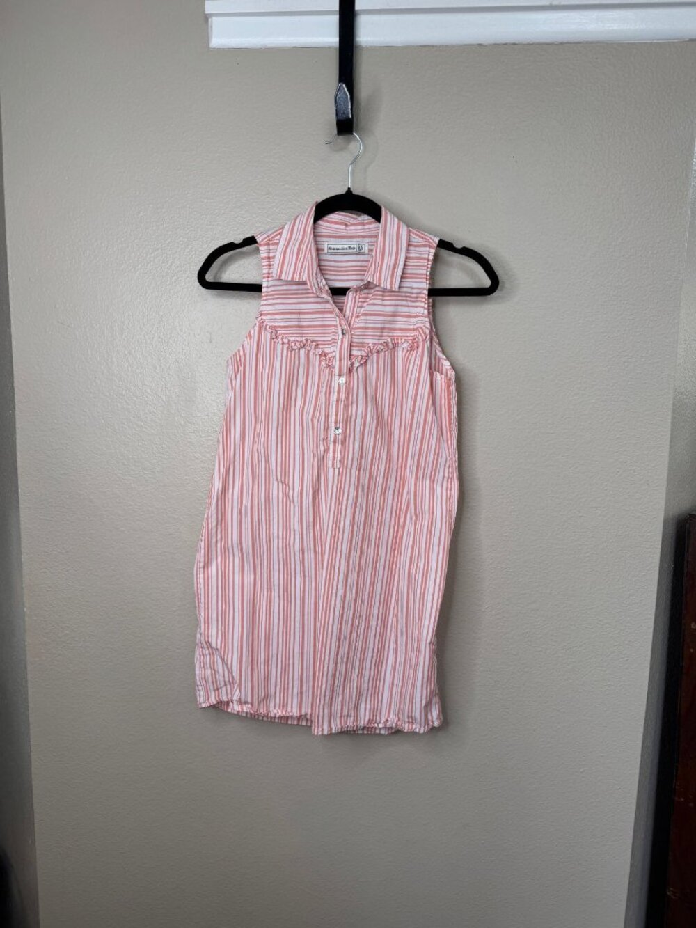 Abercrombie & Fitch XS Womens Pink & White Striped Sleeveless Button-Down Dress